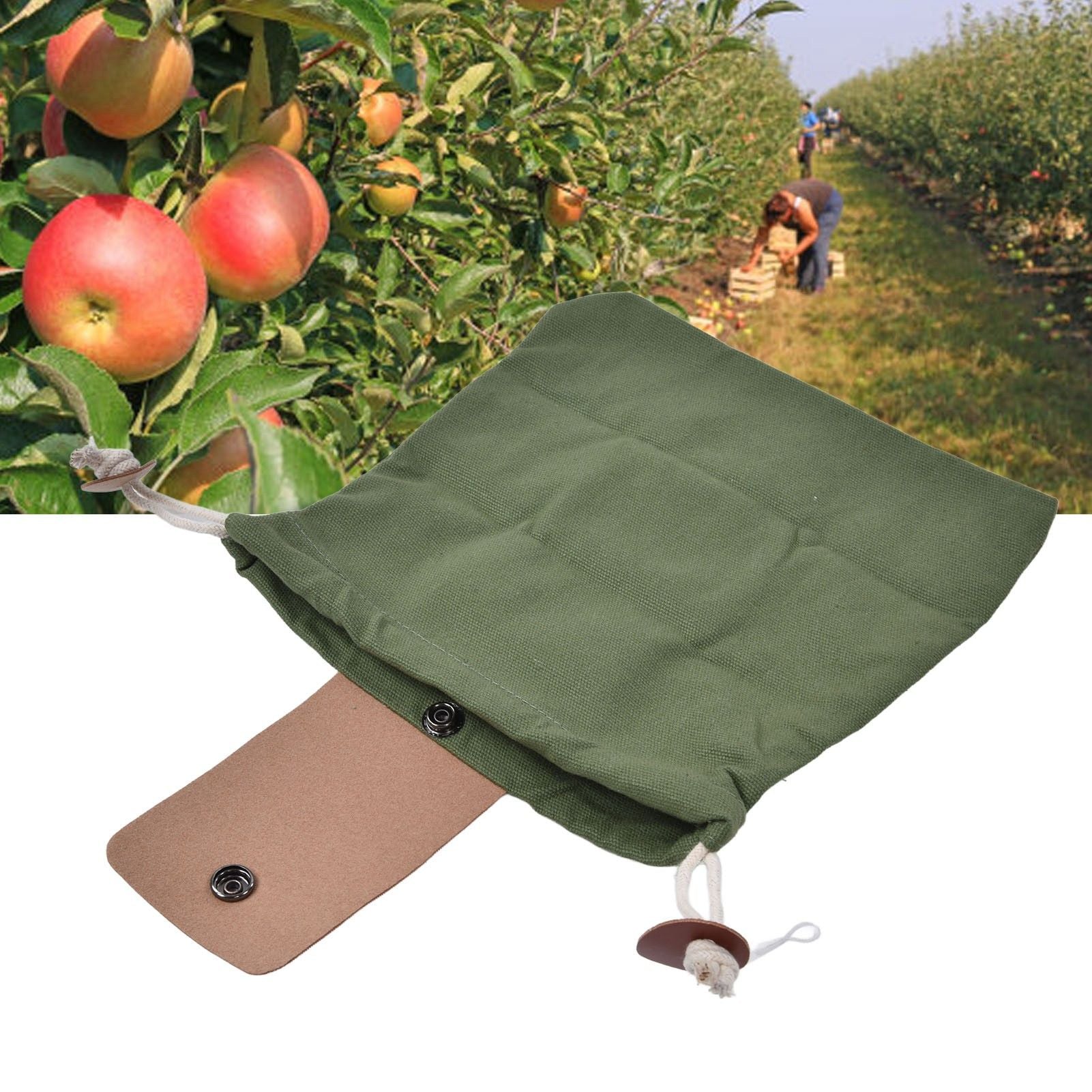 Foraging Pouch Collapsible PU Leather Canvas Mushroom Foraging Bag for Hiking Camping Hunting