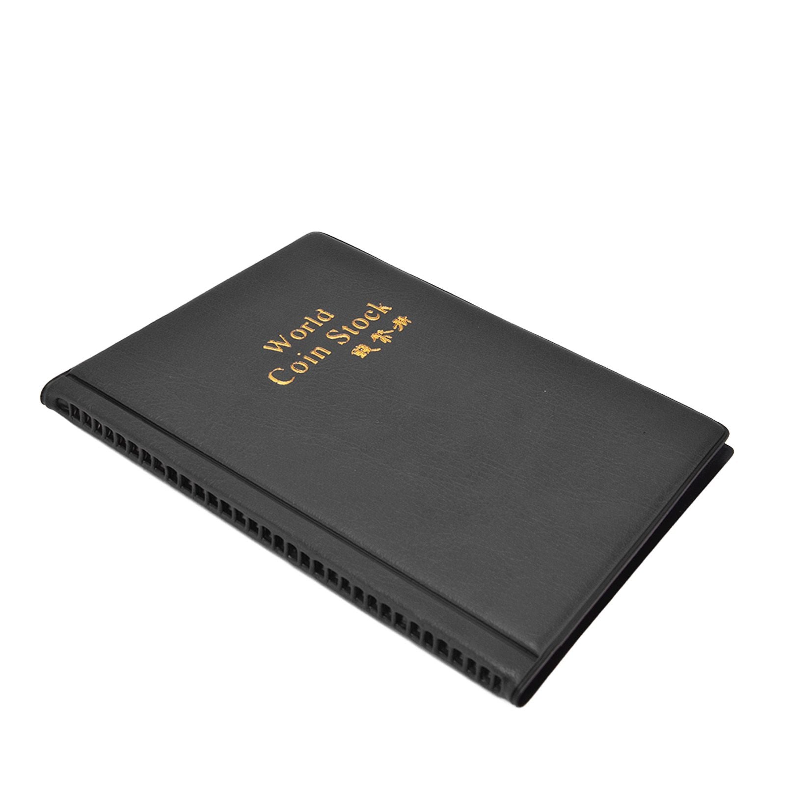 Coin Collection Book 120 PVC Pockets PU Cover Transparent Design Soft Highly Durable Clear Texture Coin AlbumBlack