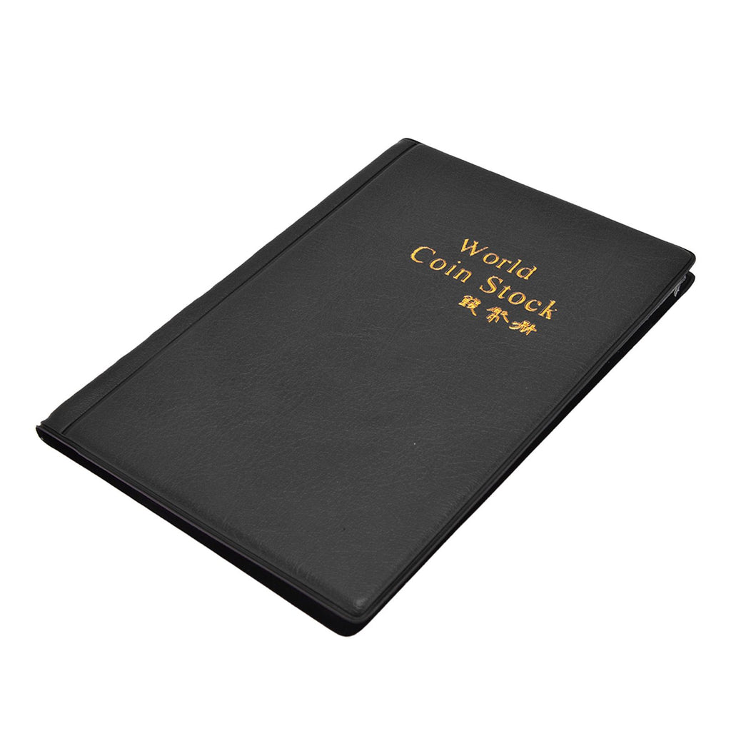 Coin Collection Book 120 PVC Pockets PU Cover Transparent Design Soft Highly Durable Clear Texture Coin AlbumBlack