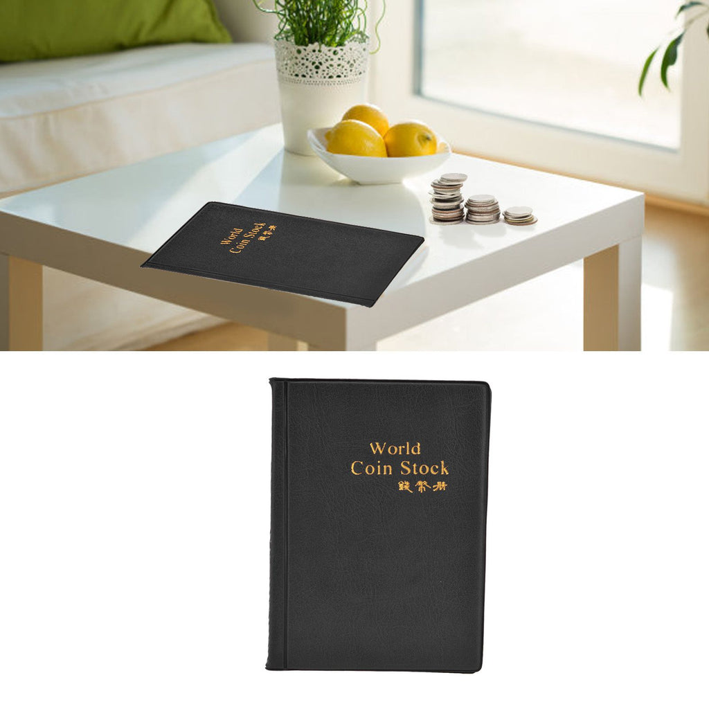 Coin Collection Book 120 PVC Pockets PU Cover Transparent Design Soft Highly Durable Clear Texture Coin AlbumBlack