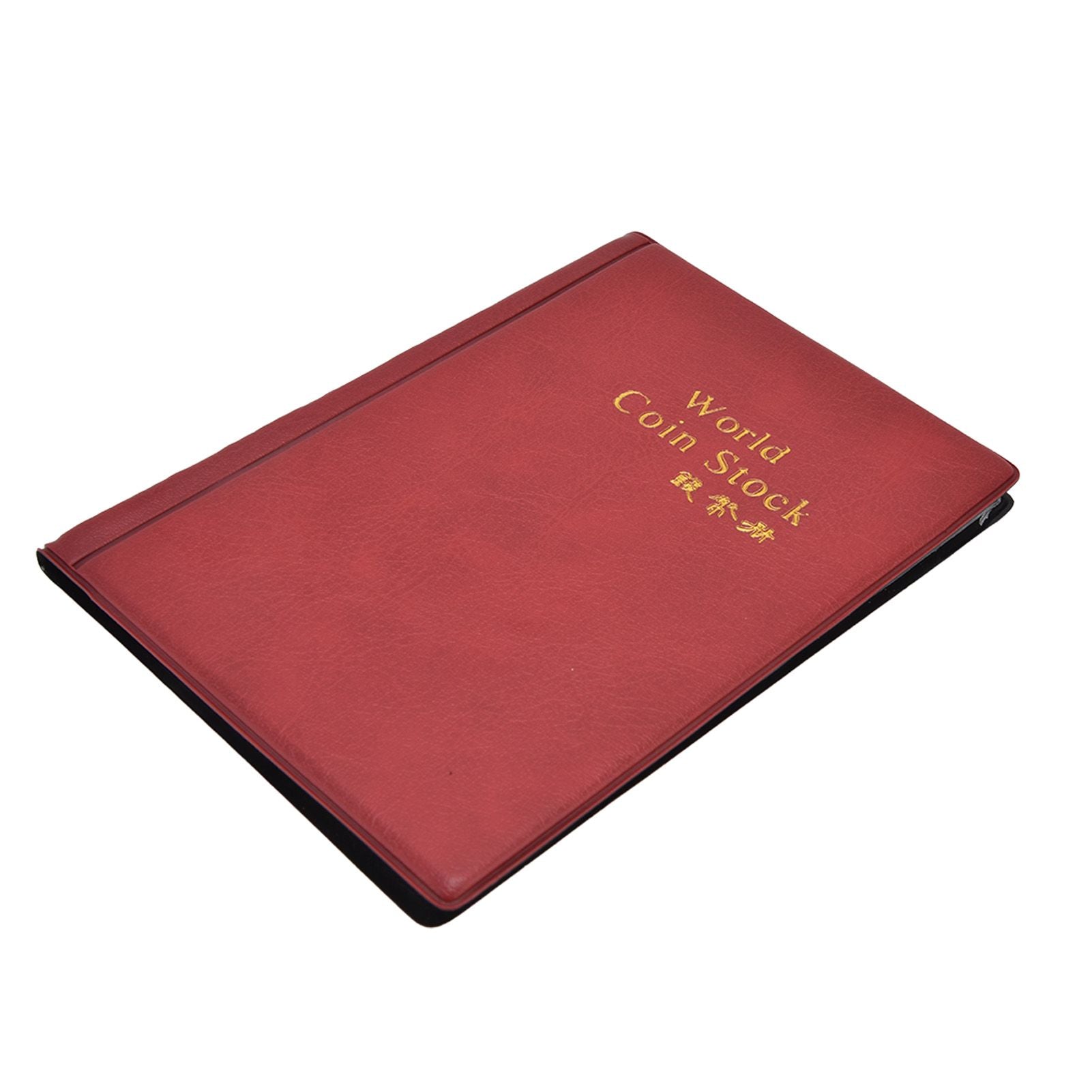 Coin Collection Book 120 PVC Pockets PU Cover Transparent Design Soft Highly Durable Clear Texture Coin AlbumRed