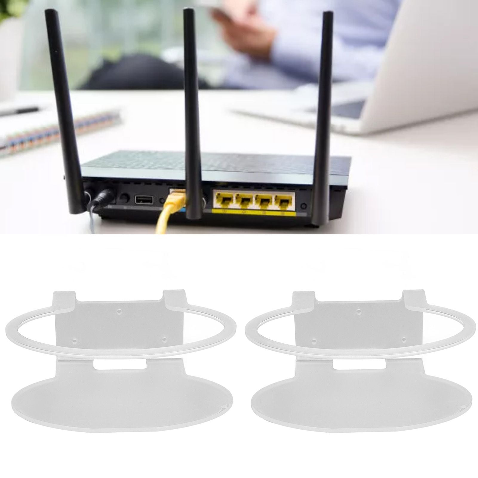 2Pcs Clear Router Bracket Save Space Protect Router Easy Installation Wear Resistant Wall Mount Router Bracket for Home