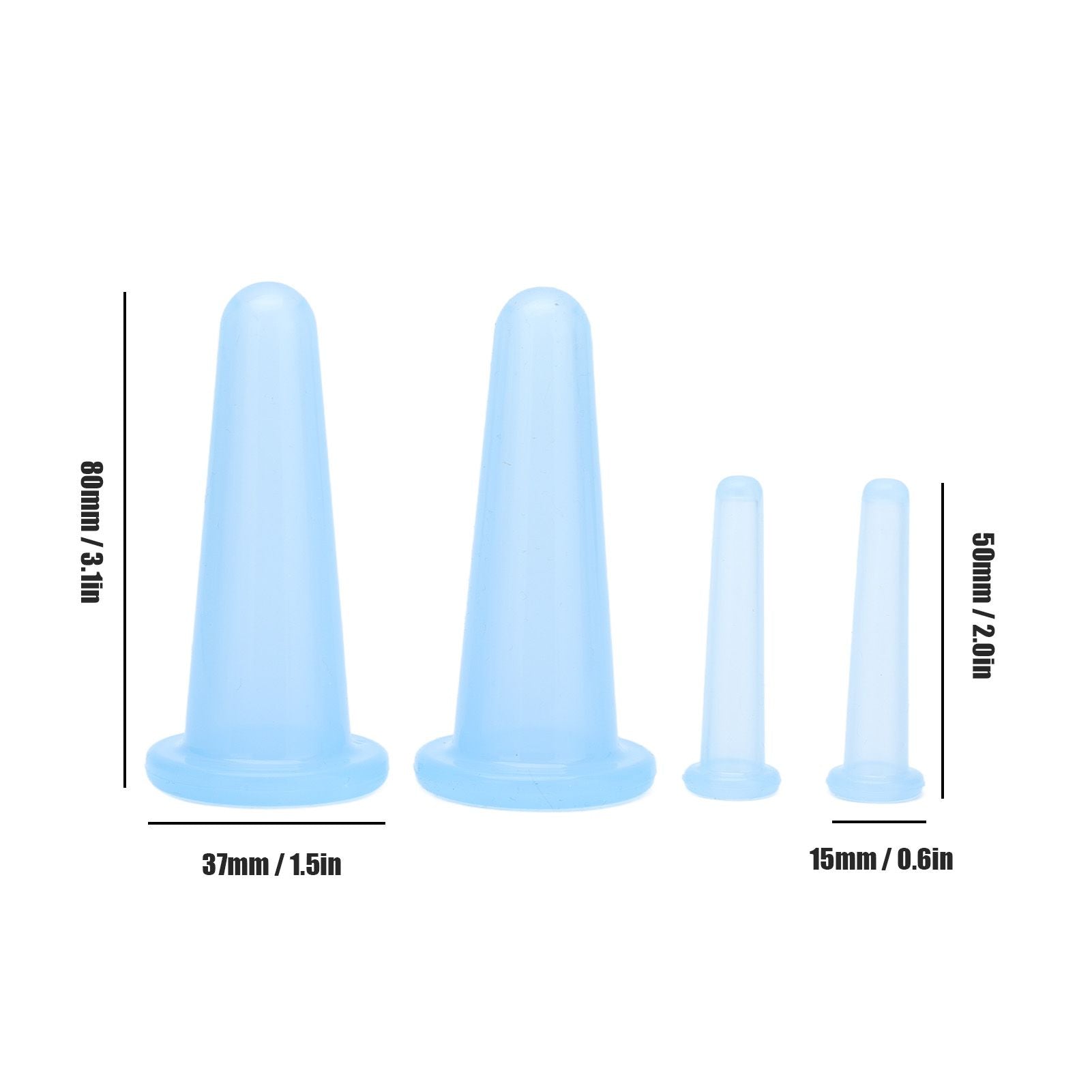 4pcs Cupping Set Massage Therapy Cups Convenient Practical Compact Lightweight Soft Flexible Cleanable Face MassagerBlue