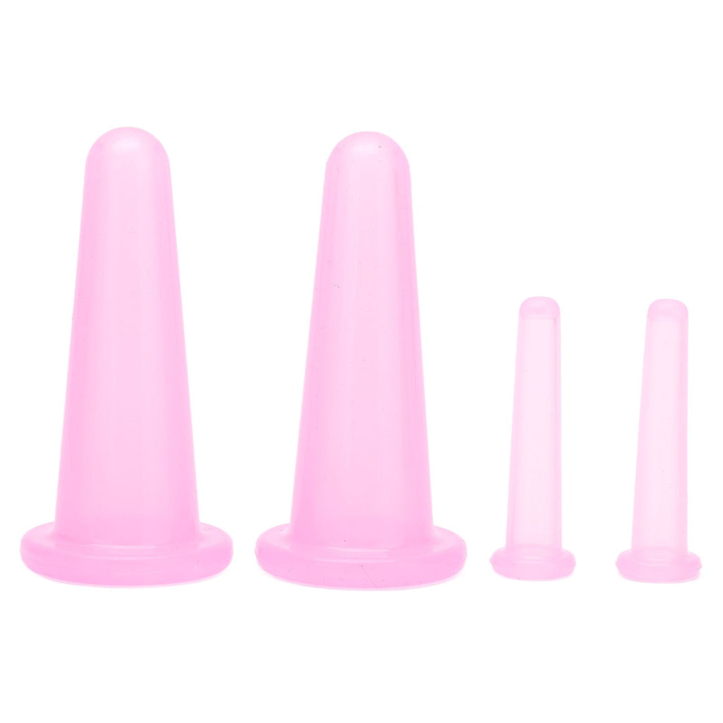 4pcs Cupping Set Massage Therapy Cups Convenient Practical Compact Lightweight Soft Flexible Cleanable Face MassagerPink