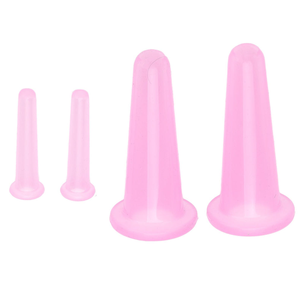 4pcs Cupping Set Massage Therapy Cups Convenient Practical Compact Lightweight Soft Flexible Cleanable Face MassagerPink