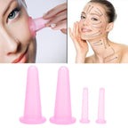 4pcs Cupping Set Massage Therapy Cups Convenient Practical Compact Lightweight Soft Flexible Cleanable Face MassagerPink