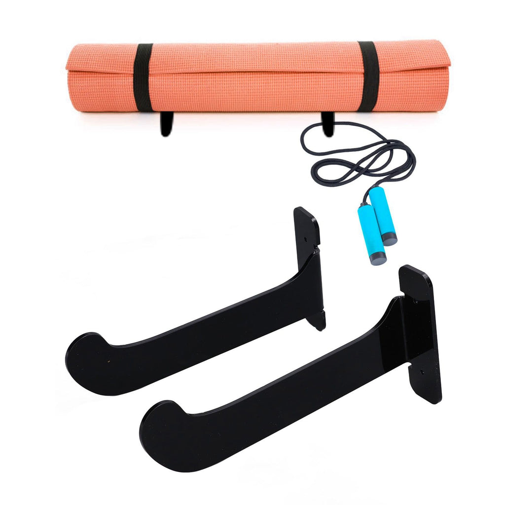 1Pair Yoga Mat Wall Mount Holder Acrylic Yoga Mat Wall Hanger Storage Rack Household Exercise Yoga Mat BracketBlack