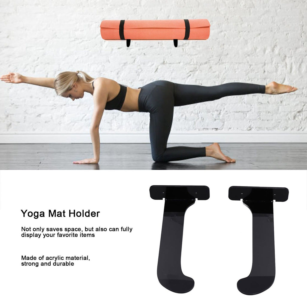 1Pair Yoga Mat Wall Mount Holder Acrylic Yoga Mat Wall Hanger Storage Rack Household Exercise Yoga Mat BracketBlack