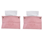 2 Packs Tissue Box Cover Nordic Handbag Styling Medroom Artificial Leather Tissue Box Cover Holder for Living RoomPink