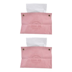 2 Packs Tissue Box Cover Nordic Handbag Styling Medroom Artificial Leather Tissue Box Cover Holder for Living RoomPink