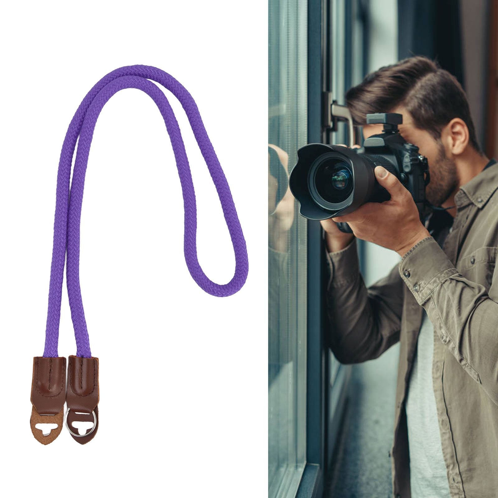 Camera Strap Nylon Universal Adjustable Camera Shoulder Neck Wrist Belt for Digital SLRPurple