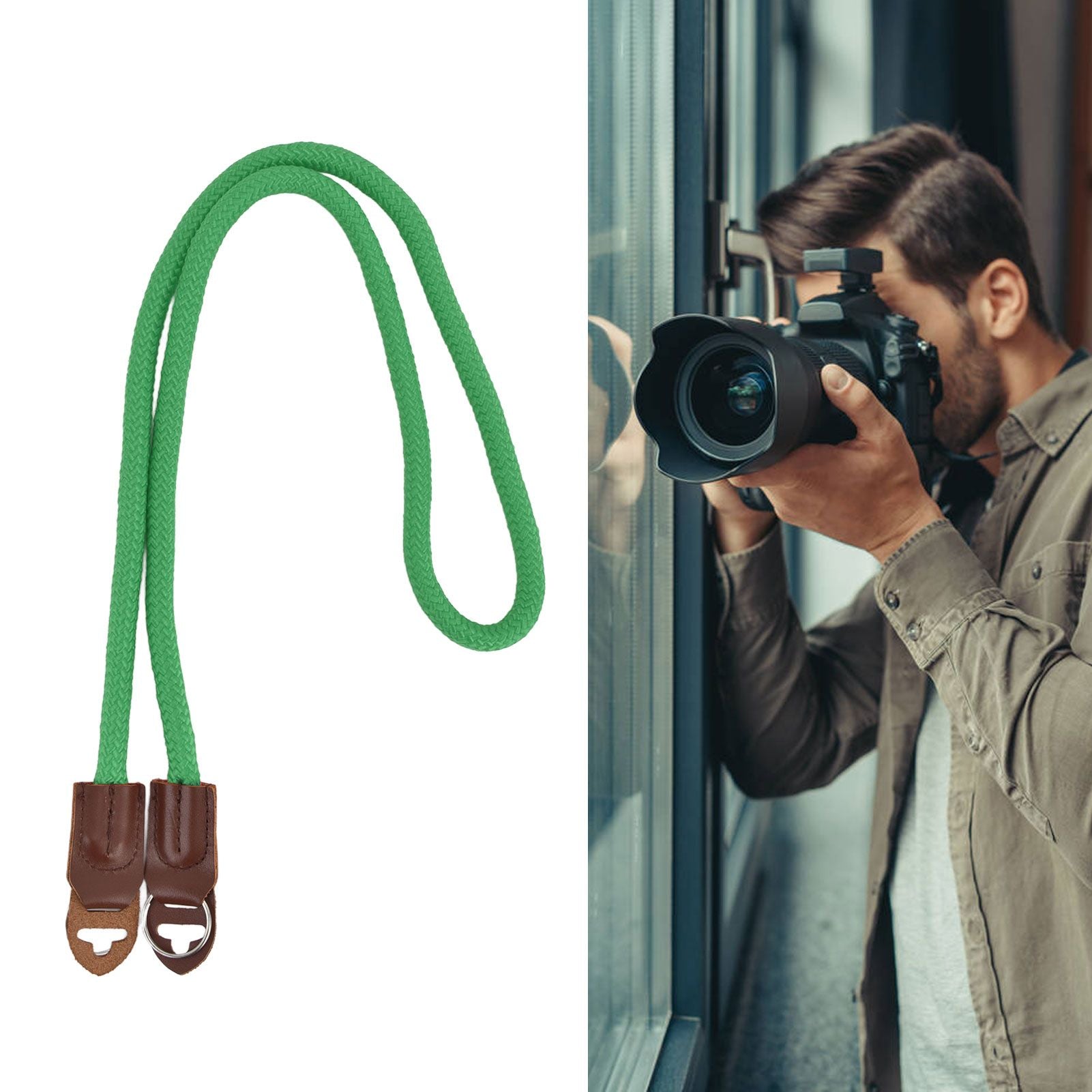 Camera Strap Nylon Universal Adjustable Camera Shoulder Neck Wrist Belt for Digital SLRGreen