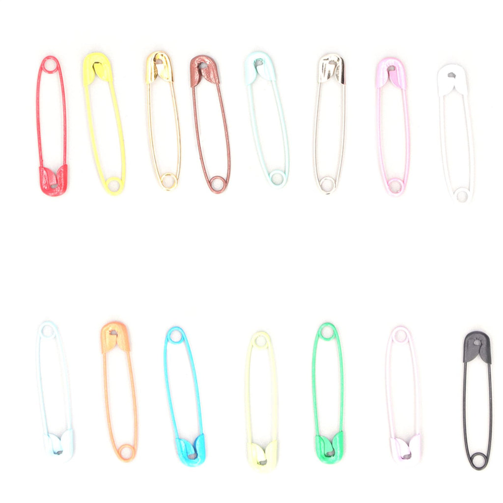Safety Pins DIY Making Reliable Locking Design Glossy Bright Small Compact Sewing Accessories for Art Project15 Colors 300 Pcs/Box