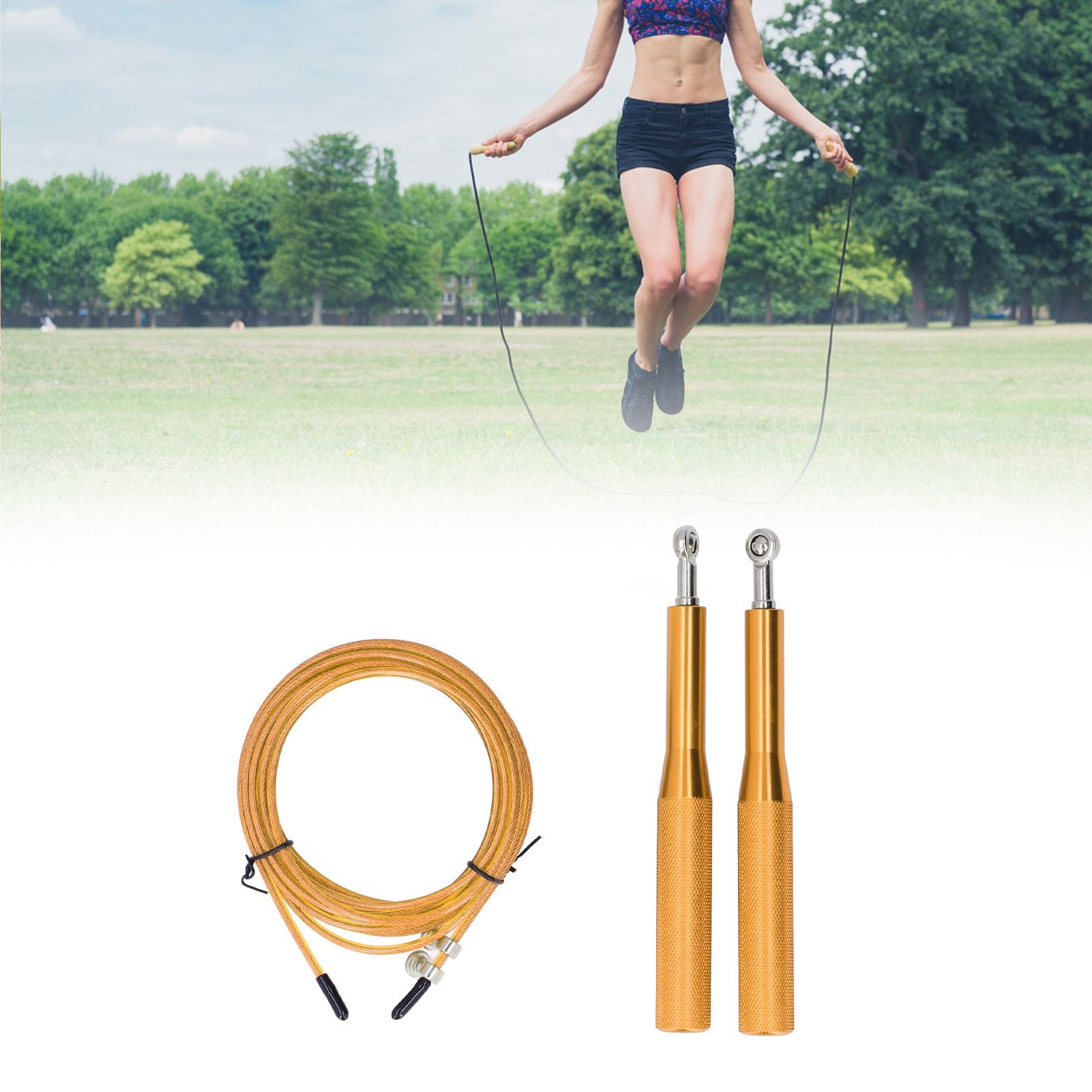 Skipping Rope Strong Durable Adjustable Flexible Reliable Professional Convenient Exercise Supplies for Indoor OutdoorAluminum Alloy Gold