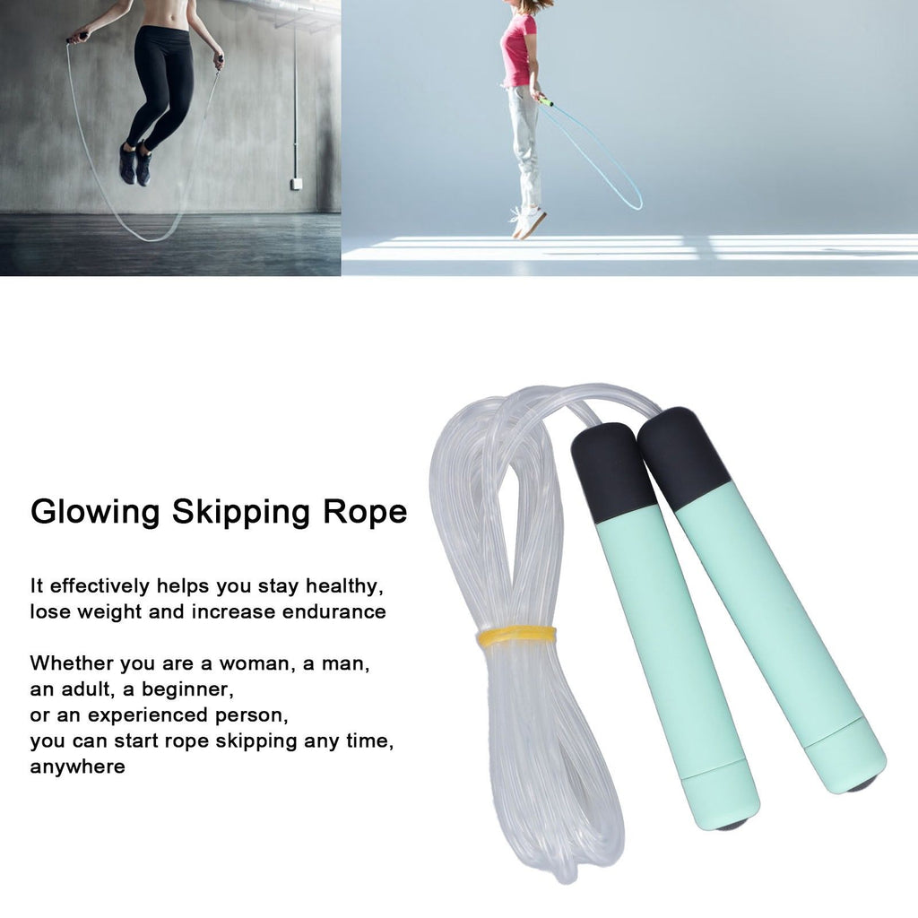 Glowing Skipping Rope LED Light Up Jumping Rope for Exercise Training Weight Loss FitnessGreen