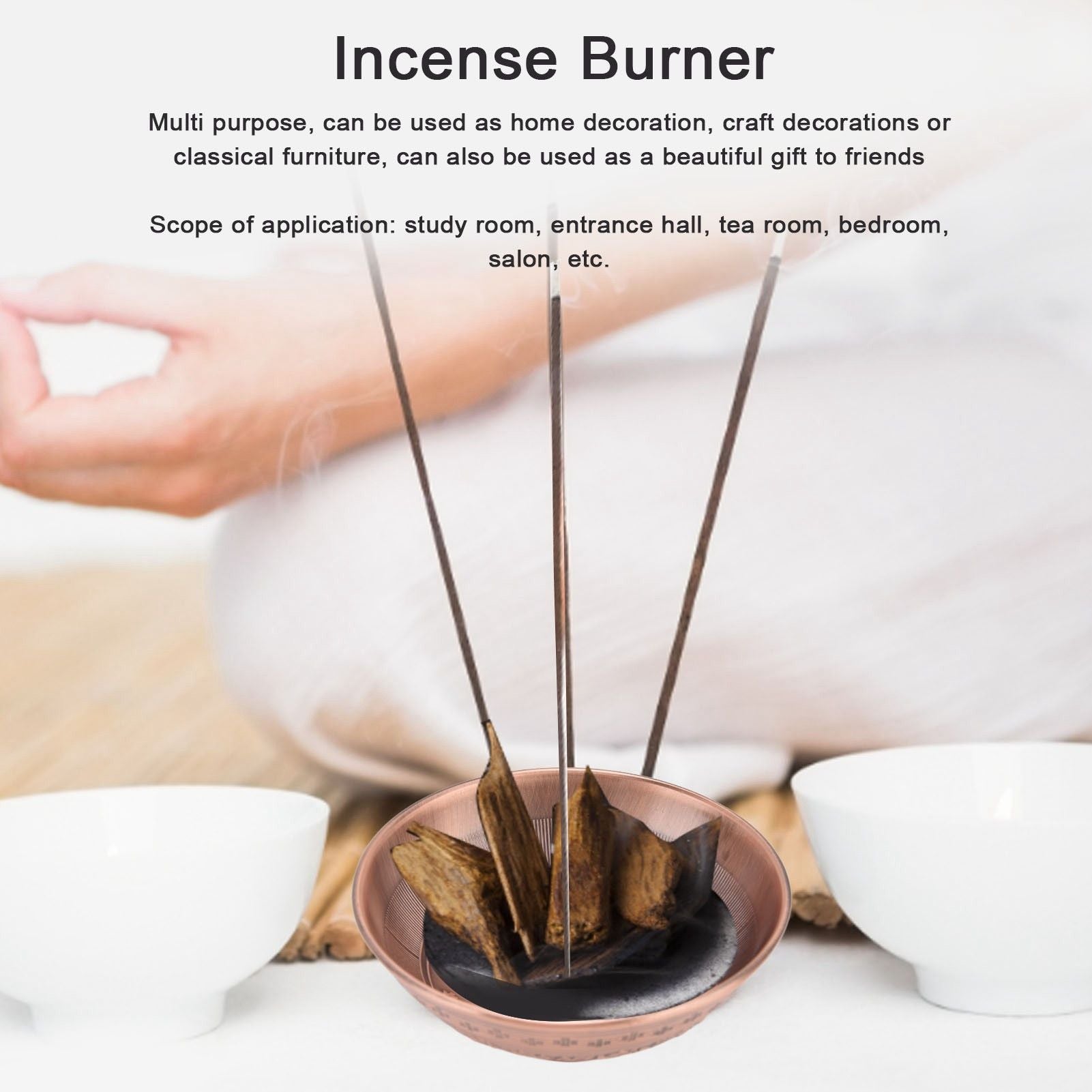 Retro Home Incense Burner Copper Alloy Smoked Incense Burner Holder for Study Room Entrance HallRed Copper 277
