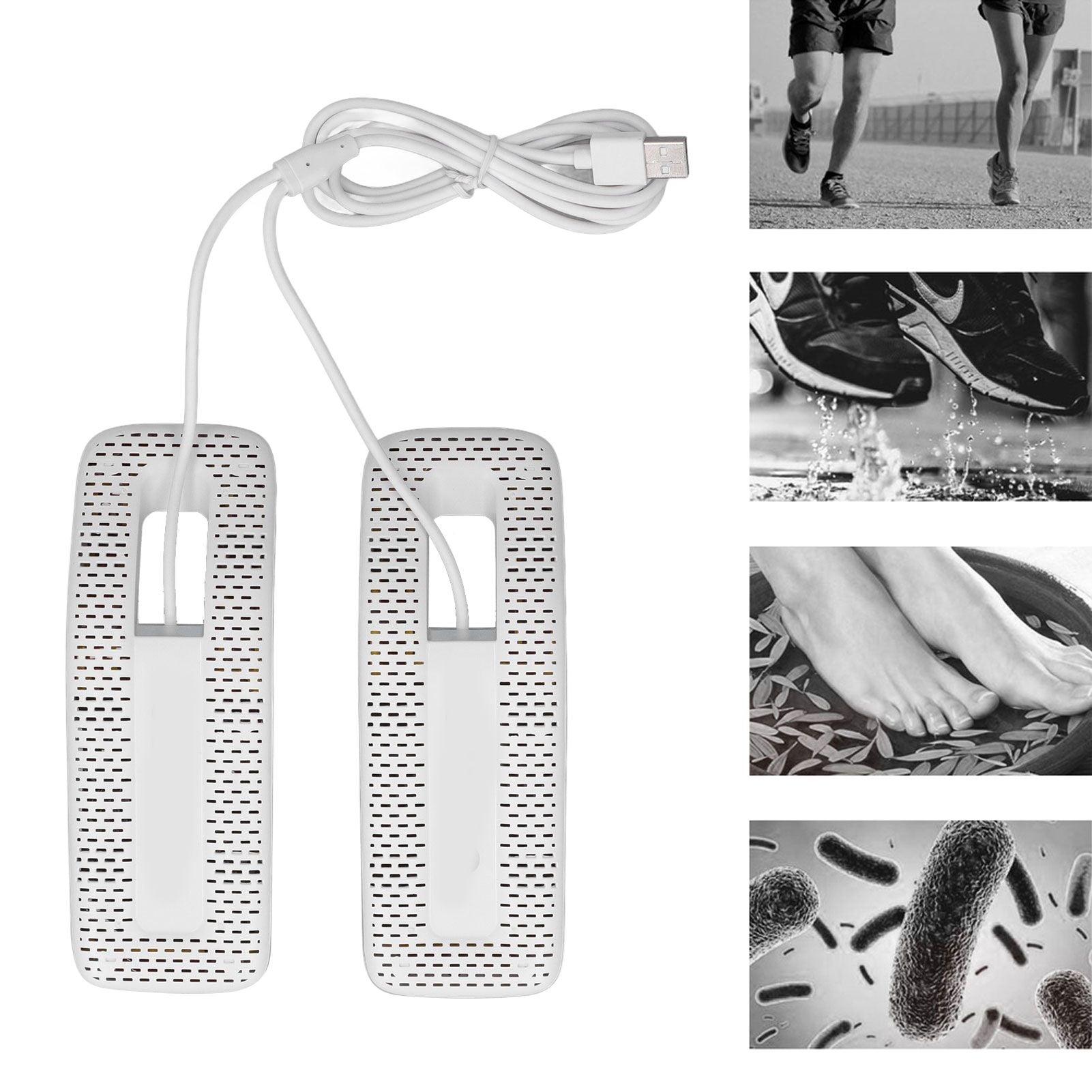 Shoe Deodorizer Dryer Portable USB Electric Shoes Dryer for Gloves Socks Jewelry Box White