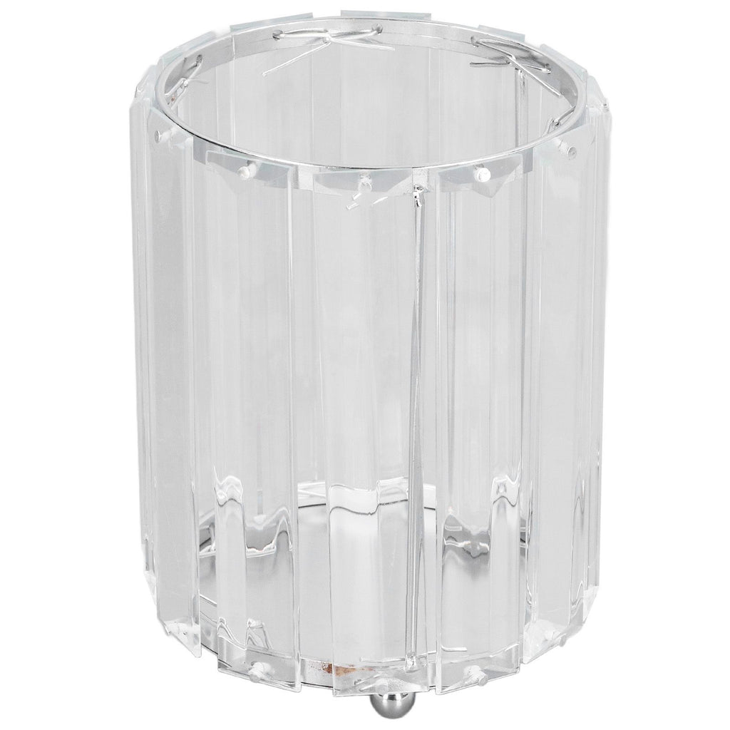 Cosmetic Brush Holder Transparent Glass Round Decorative Desktop Pen Storage Organizer BoxSilver