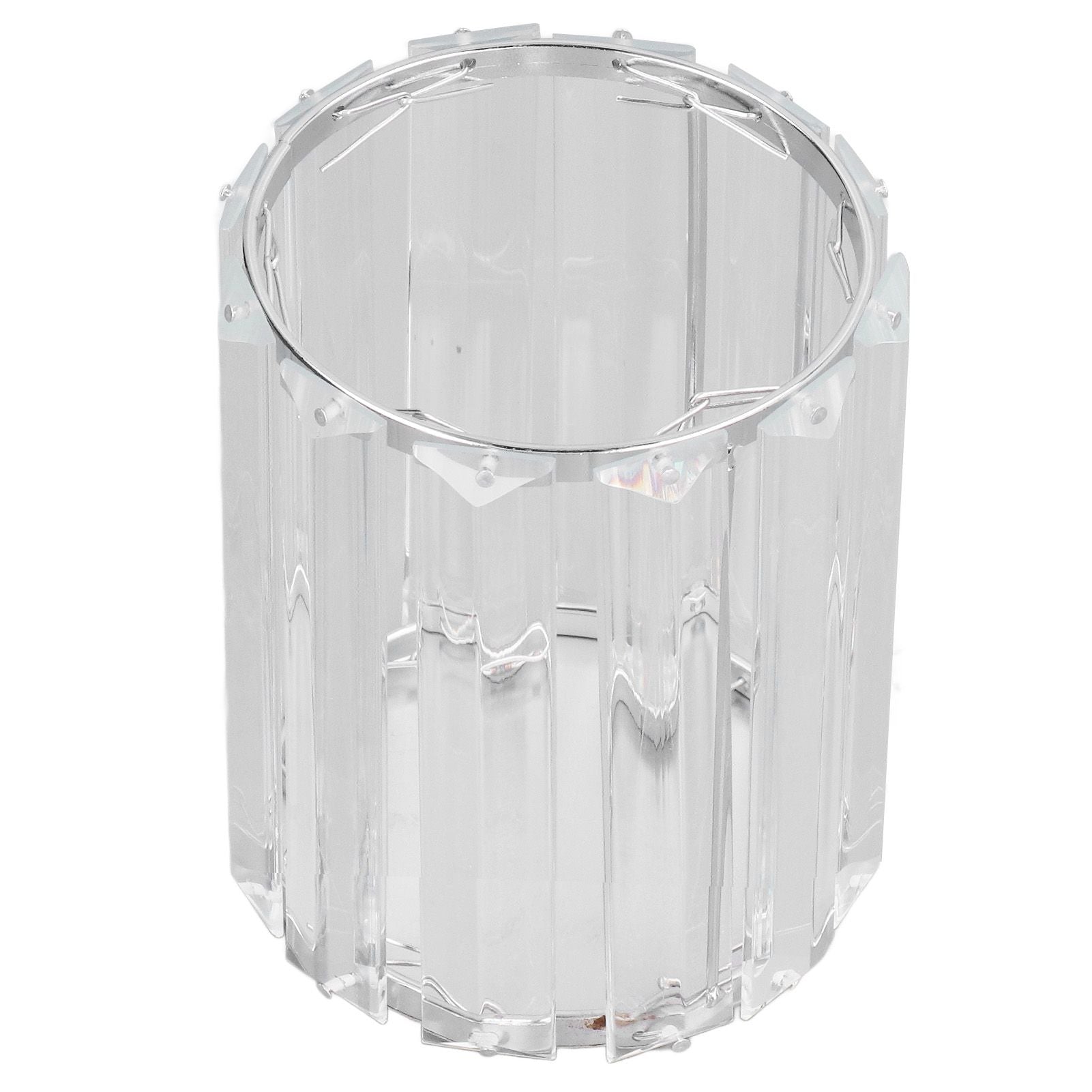 Cosmetic Brush Holder Transparent Glass Round Decorative Desktop Pen Storage Organizer BoxSilver