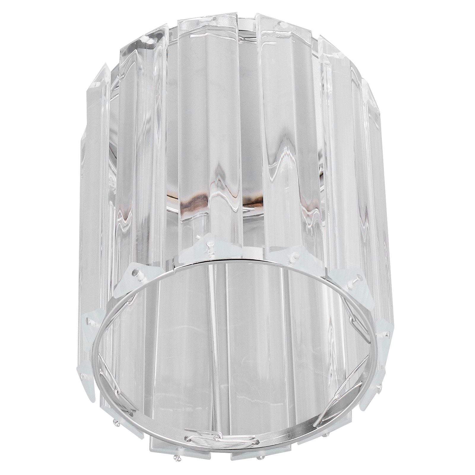 Cosmetic Brush Holder Transparent Glass Round Decorative Desktop Pen Storage Organizer BoxSilver