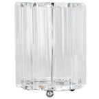 Cosmetic Brush Holder Transparent Glass Round Decorative Desktop Pen Storage Organizer BoxSilver
