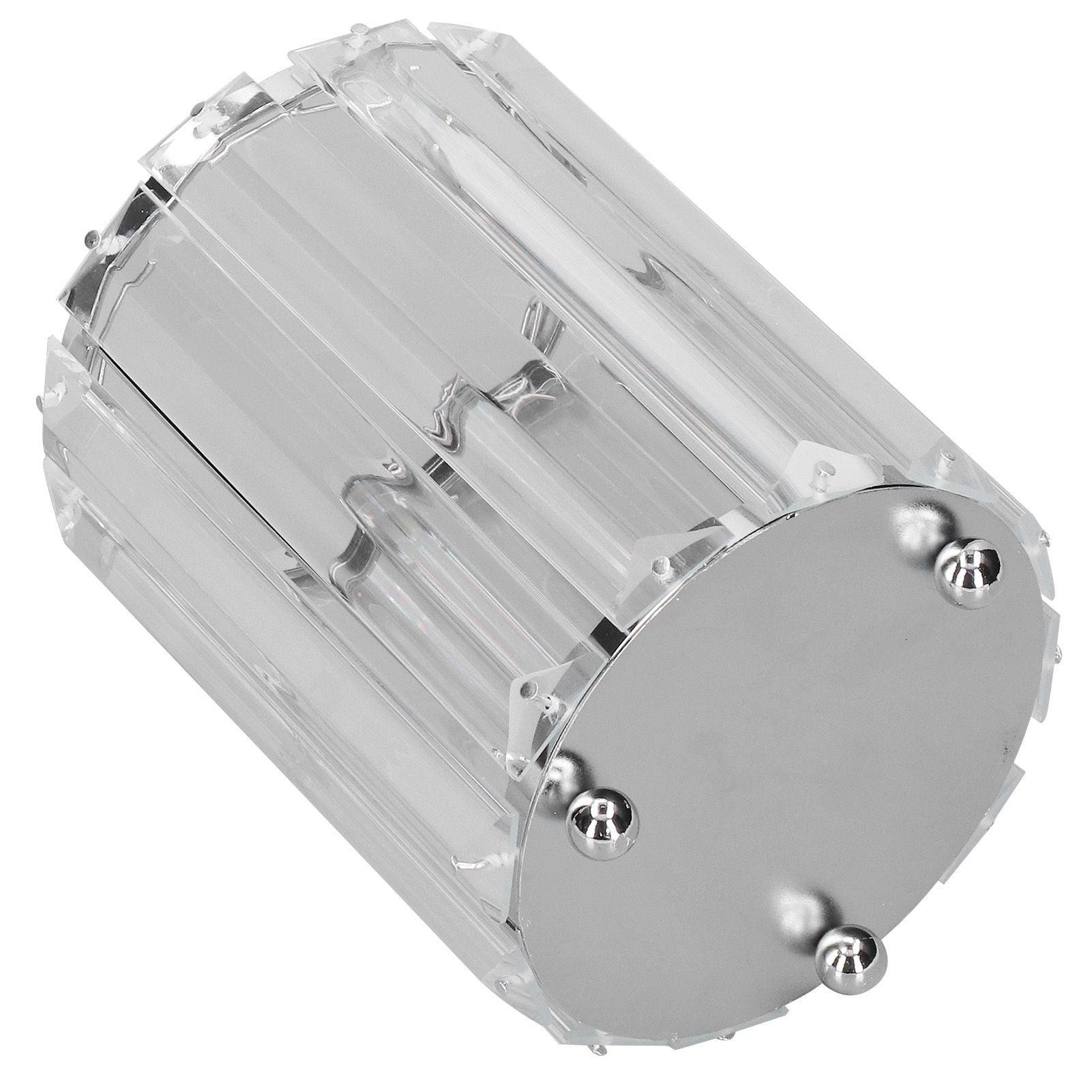 Cosmetic Brush Holder Transparent Glass Round Decorative Desktop Pen Storage Organizer BoxSilver