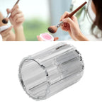 Cosmetic Brush Holder Transparent Glass Round Decorative Desktop Pen Storage Organizer BoxSilver