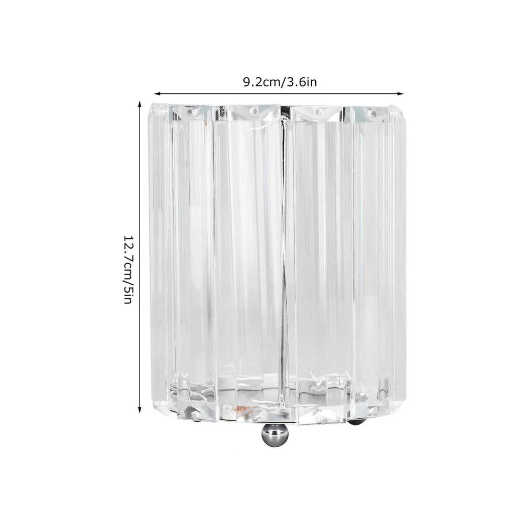 Cosmetic Brush Holder Transparent Glass Round Decorative Desktop Pen Storage Organizer BoxSilver