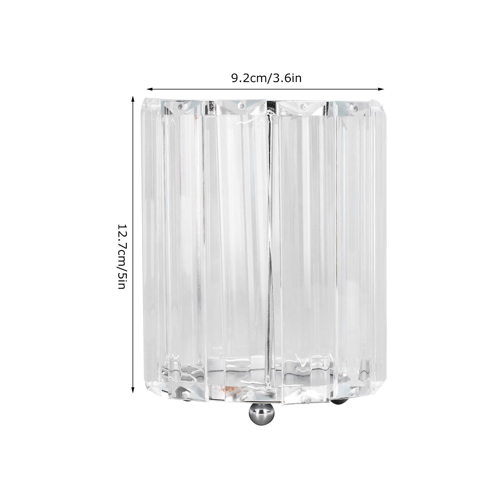 Cosmetic Brush Holder Transparent Glass Round Decorative Desktop Pen Storage Organizer BoxSilver