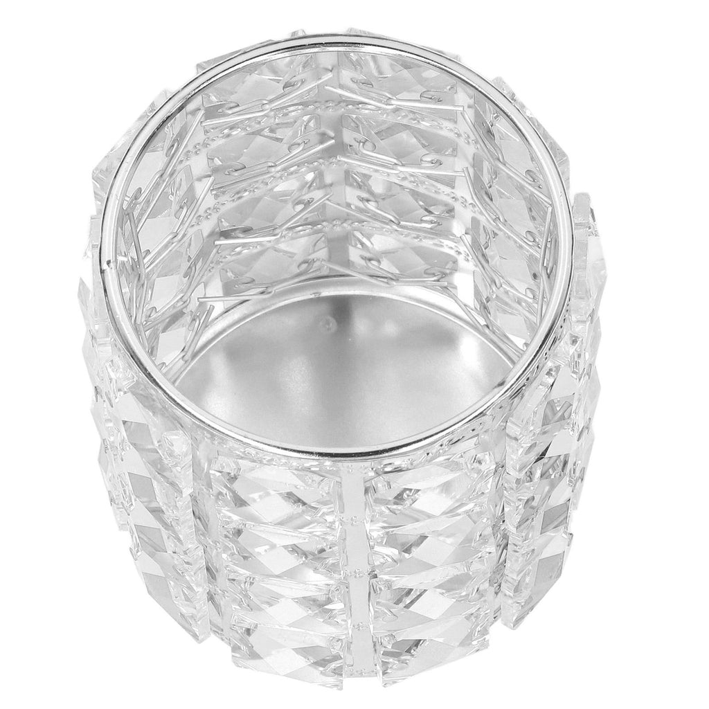 Crystal Makeup Brush Holder European Style Rounded Crystal Glass Cosmetic OrganizerSilver