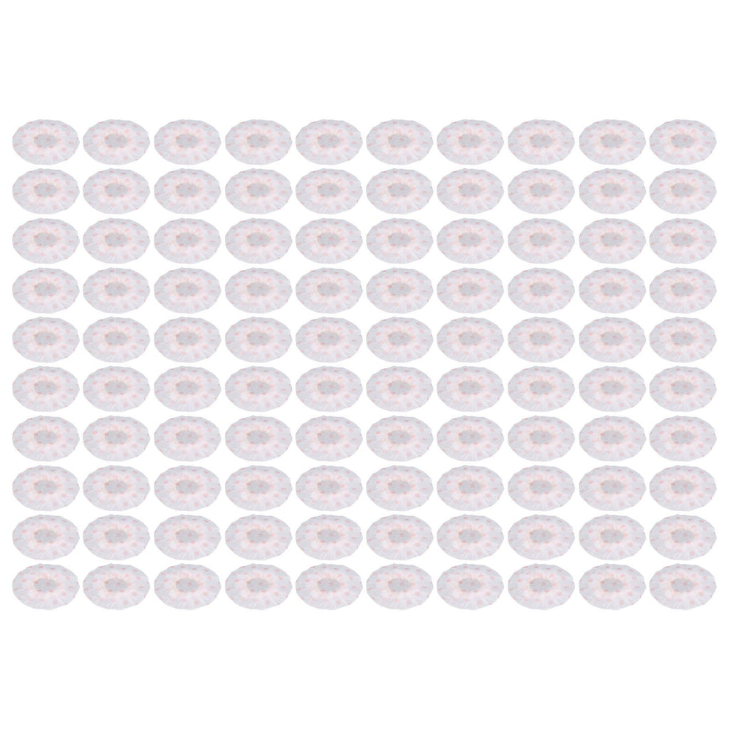 100Pcs Microphone Cover Dust Sweat Resistant Disposable Excellent Elasticity Reduce Noise Microphone CapsWhite Red Dot