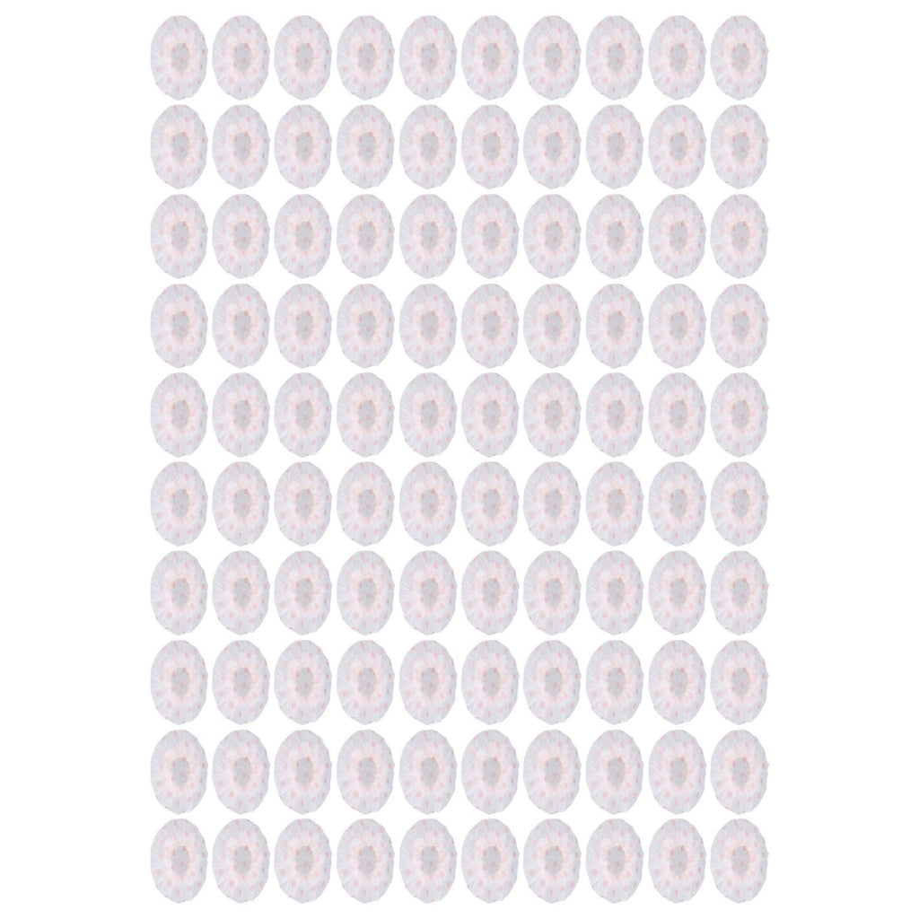 100Pcs Microphone Cover Dust Sweat Resistant Disposable Excellent Elasticity Reduce Noise Microphone CapsWhite Red Dot
