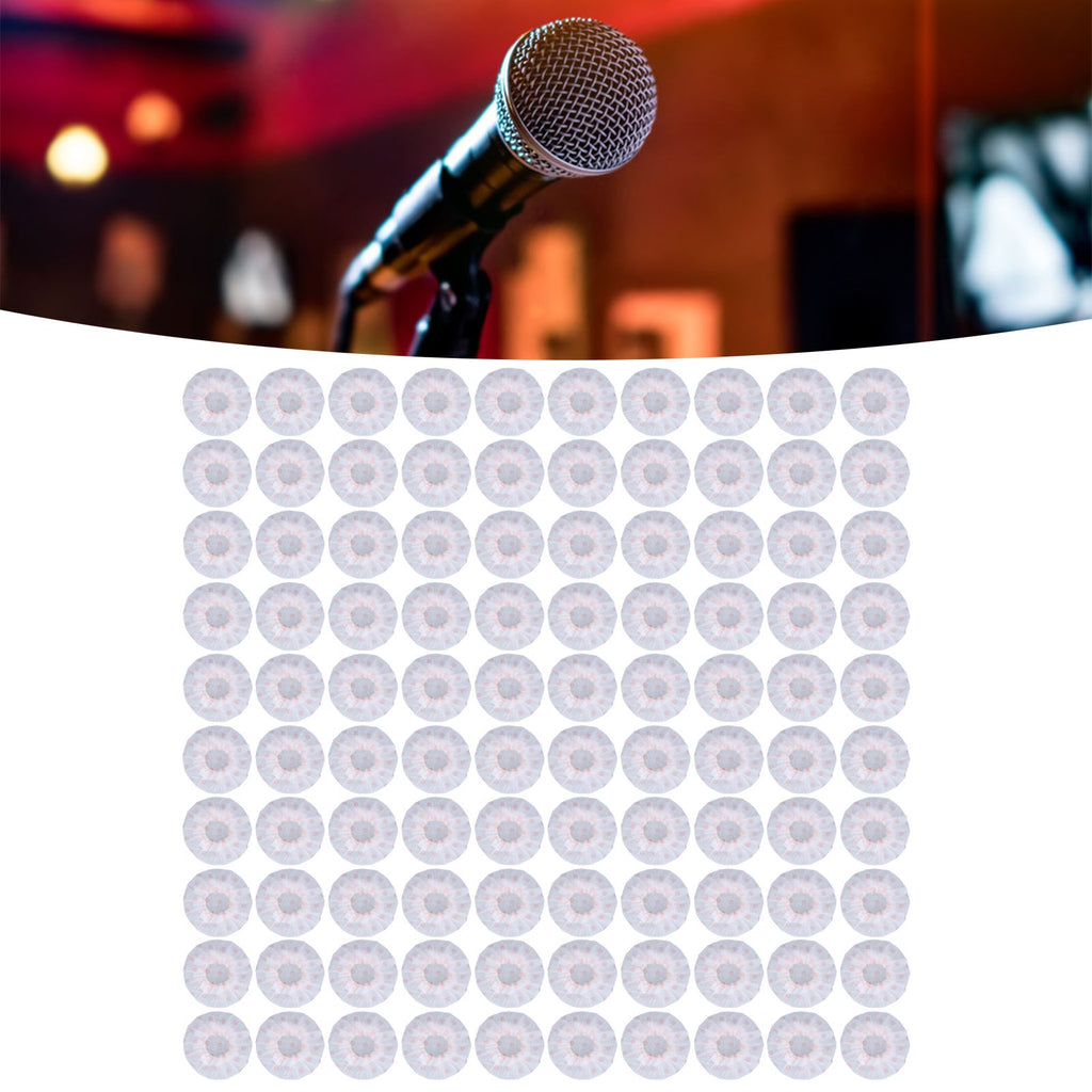 100Pcs Microphone Cover Dust Sweat Resistant Disposable Excellent Elasticity Reduce Noise Microphone CapsWhite Red Dot