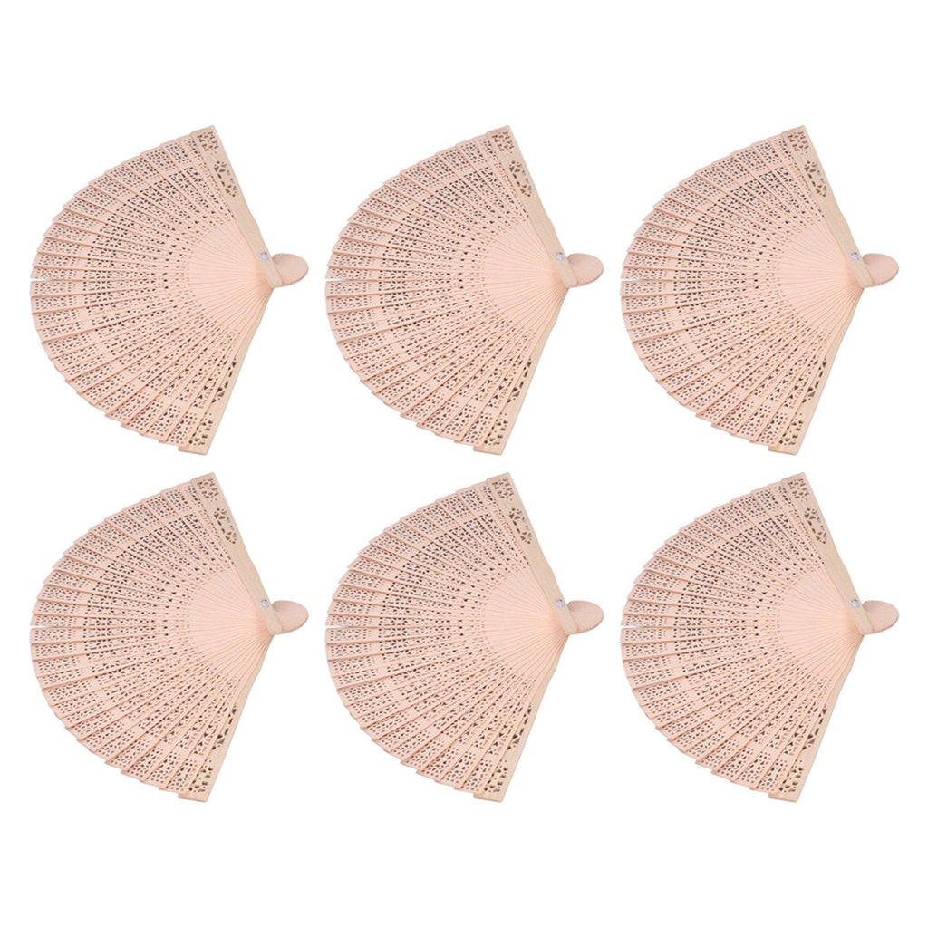 12Pcs Wooden Hand Fans Chinese Style Hollow Folding Handheld Fan for Wedding Gift Party DIY Decoration