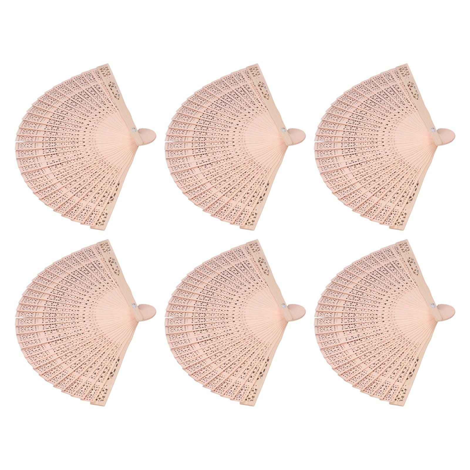 12Pcs Wooden Hand Fans Chinese Style Hollow Folding Handheld Fan for Wedding Gift Party DIY Decoration