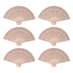 12Pcs Wooden Hand Fans Chinese Style Hollow Folding Handheld Fan for Wedding Gift Party DIY Decoration