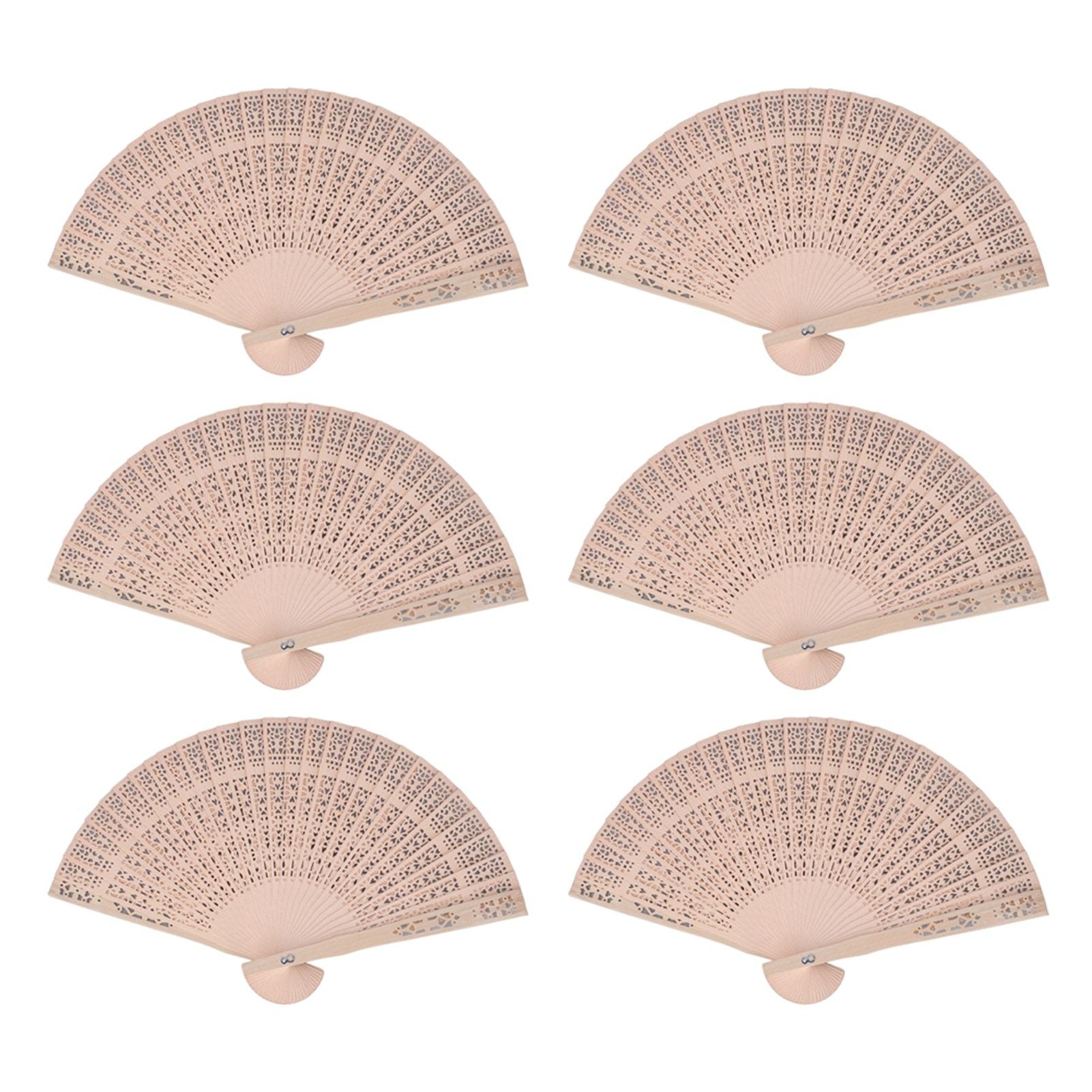 12Pcs Wooden Hand Fans Chinese Style Hollow Folding Handheld Fan for Wedding Gift Party DIY Decoration