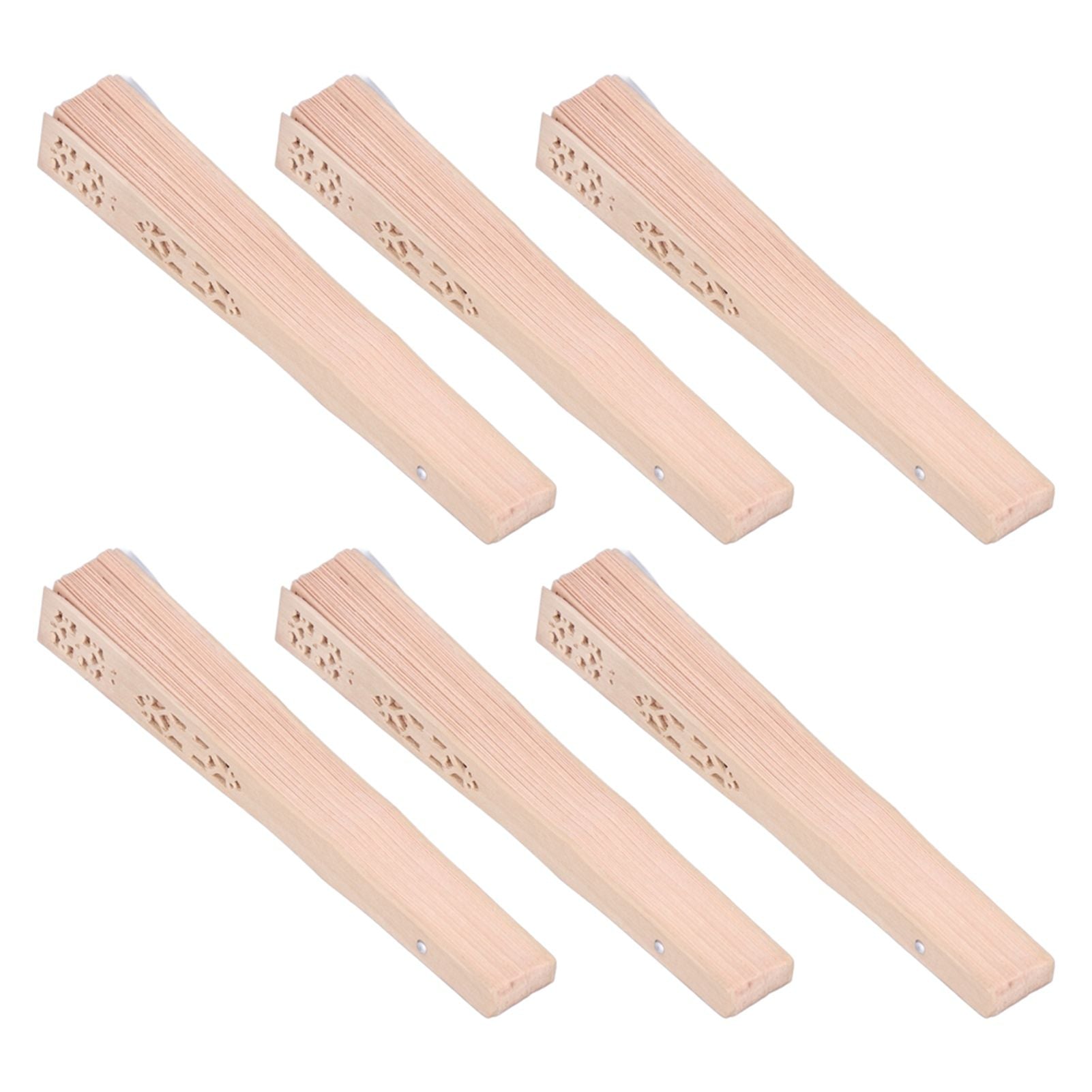 12Pcs Wooden Hand Fans Chinese Style Hollow Folding Handheld Fan for Wedding Gift Party DIY Decoration