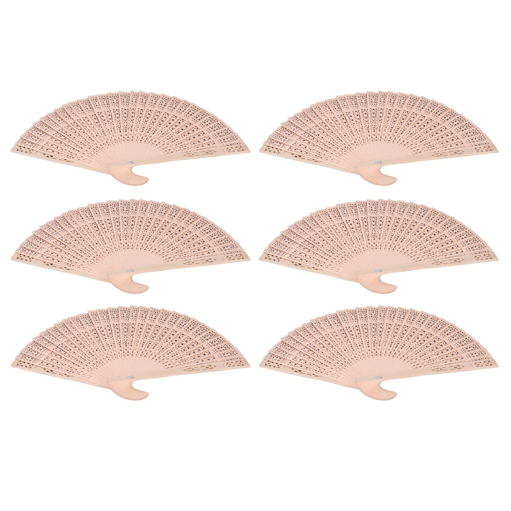 12Pcs Wooden Hand Fans Chinese Style Hollow Folding Handheld Fan for Wedding Gift Party DIY Decoration