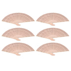 12Pcs Wooden Hand Fans Chinese Style Hollow Folding Handheld Fan for Wedding Gift Party DIY Decoration