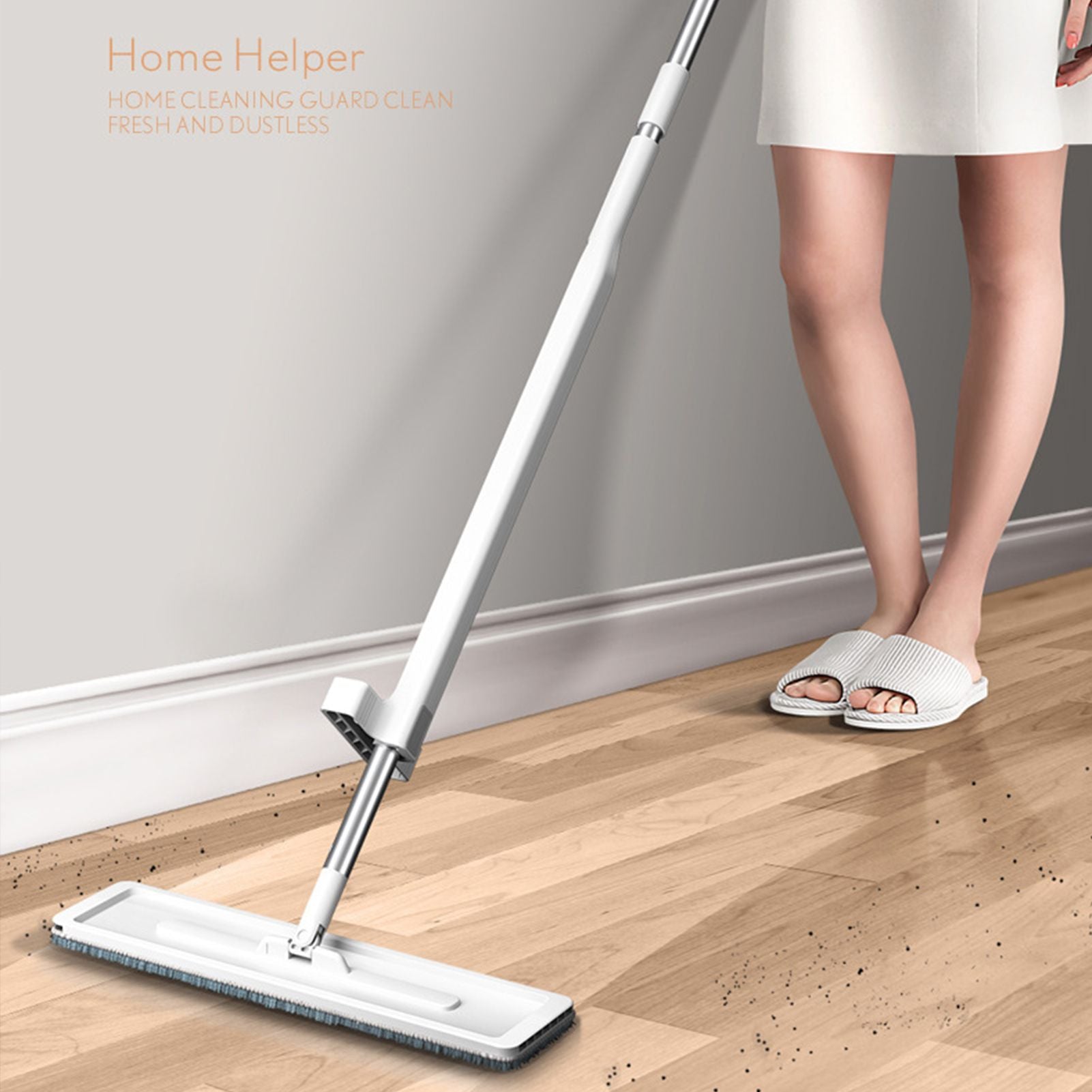 Microfiber Flat Mop Hand Wash Free Long Handle Large Flat Mop Dry Wet Use Floor Cleaning Tool White 36 Plate Set with 1 Cloth