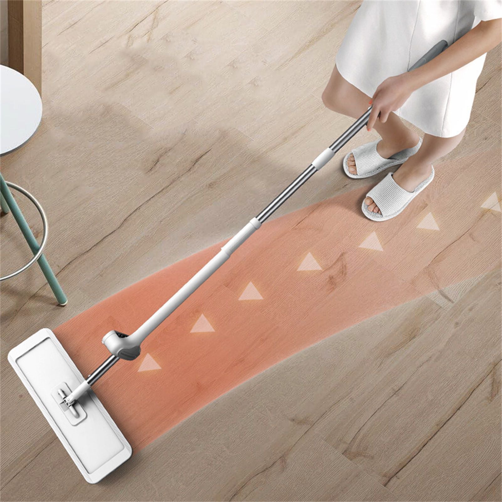 Microfiber Flat Mop Hand Wash Free Long Handle Large Flat Mop Dry Wet Use Floor Cleaning Tool White 36 Plate Set with 3 Cloth