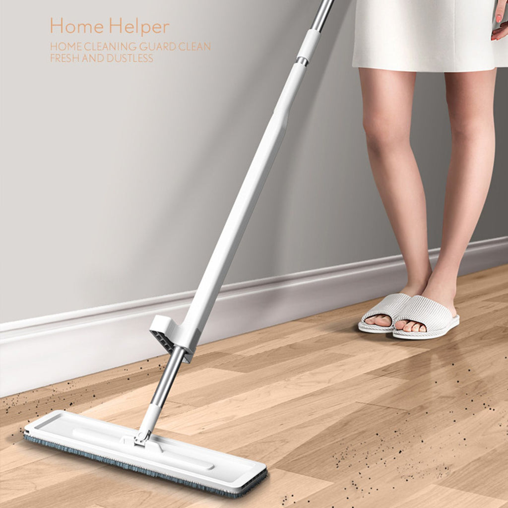 Microfiber Flat Mop Hand Wash Free Long Handle Large Flat Mop Dry Wet Use Floor Cleaning Tool White 36 Plate Set with 3 Cloth