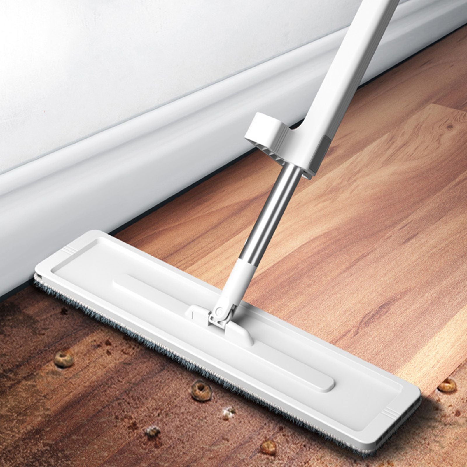 Microfiber Flat Mop Hand Wash Free Long Handle Large Flat Mop Dry Wet Use Floor Cleaning Tool White 36 Plate Set with 3 Cloth