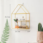 Wooden Iron Wall Shelf Living Room Kitchen Bathroom Elegant Exquisite Wall Mounted Storage Shelf Cabin Double Layer Golden