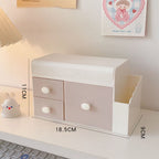 Desktop Storage Box Cute Plastic Drawer Desktop Storage Box Large Capacity Cosmetic Box for Office Home Light Pink