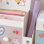 Desktop Storage Box Cute Plastic Drawer Desktop Storage Box Large Capacity Cosmetic Box for Office Home Light Pink