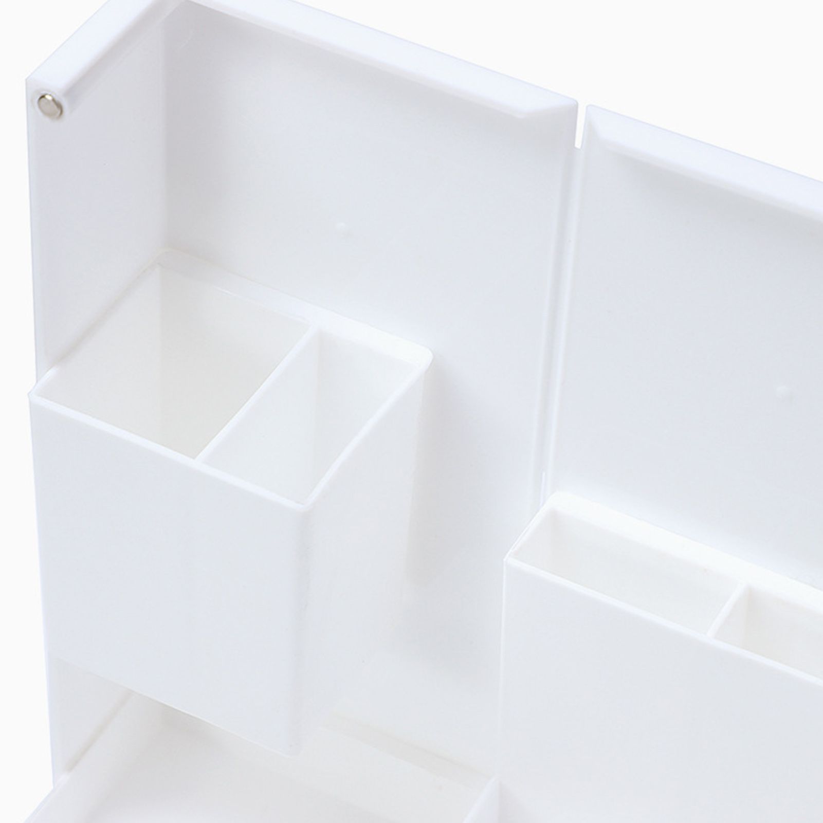 Folding Standable Stationery Box Office Pencil Holder Desktop Magnetic Plastic Makeup Case White