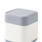 Desktop Trash Can Cute Drop Resistant Portable Tiny Desktop Garbage Bin with Detachable Lid for Car and Home Snap On [Grey Beige]