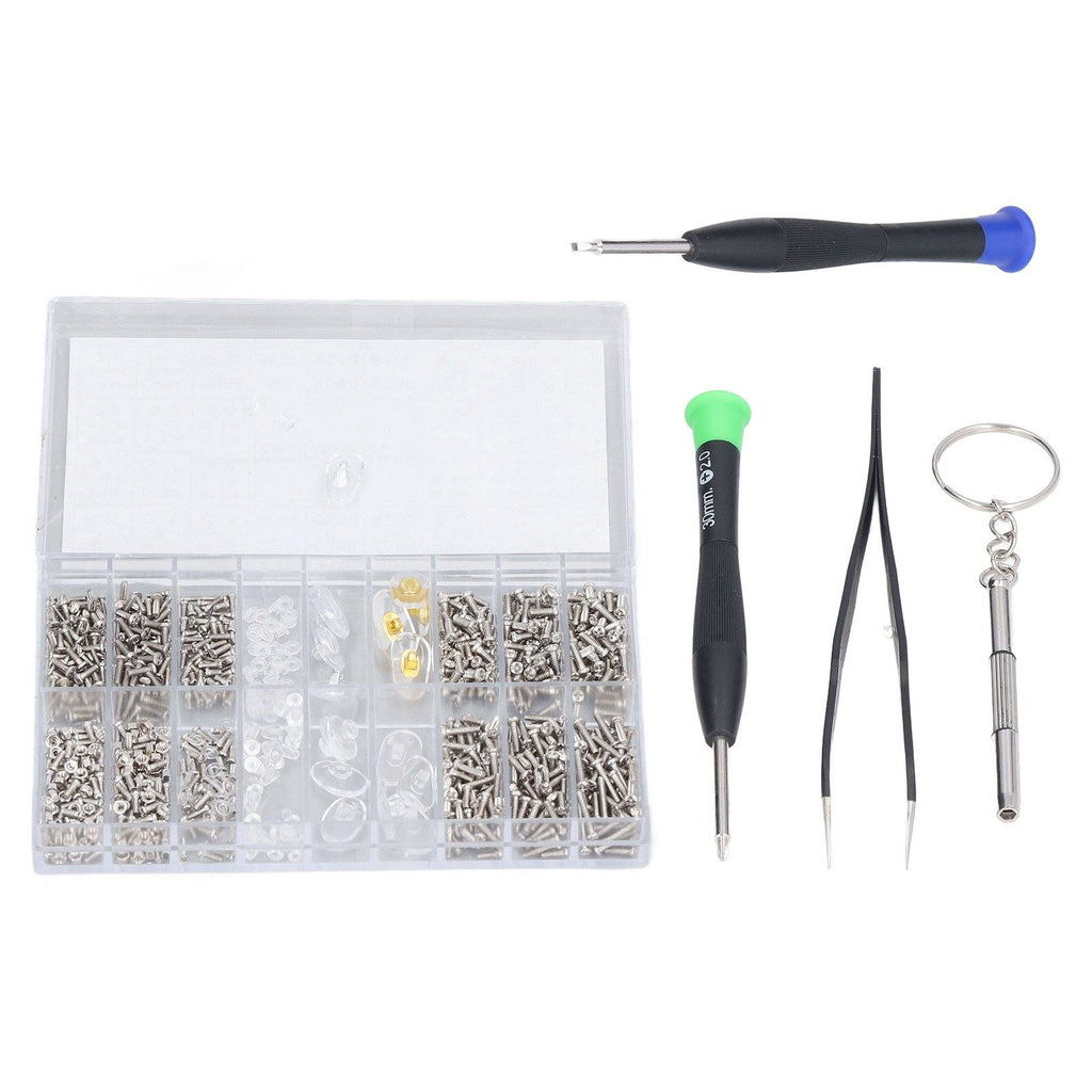 Eyeglass Repair Kit Tiny Stainless Steel Sunglass Screws Repair Kit with Screwdriver Tweezer for Watches Glasses